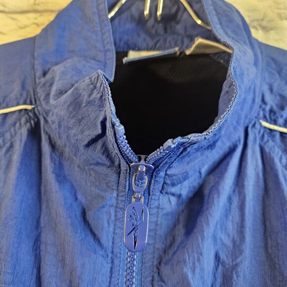 Reebok 90's Y2K vintage RETRO Nylon blue white JACKET PANTS Track Suit men’s M - Picture 3 of 10